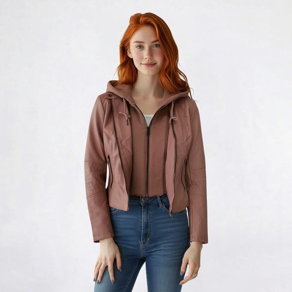 Juniors Snobbish Two-in-One French Terry Hood Motorcycle Jacket alternate view